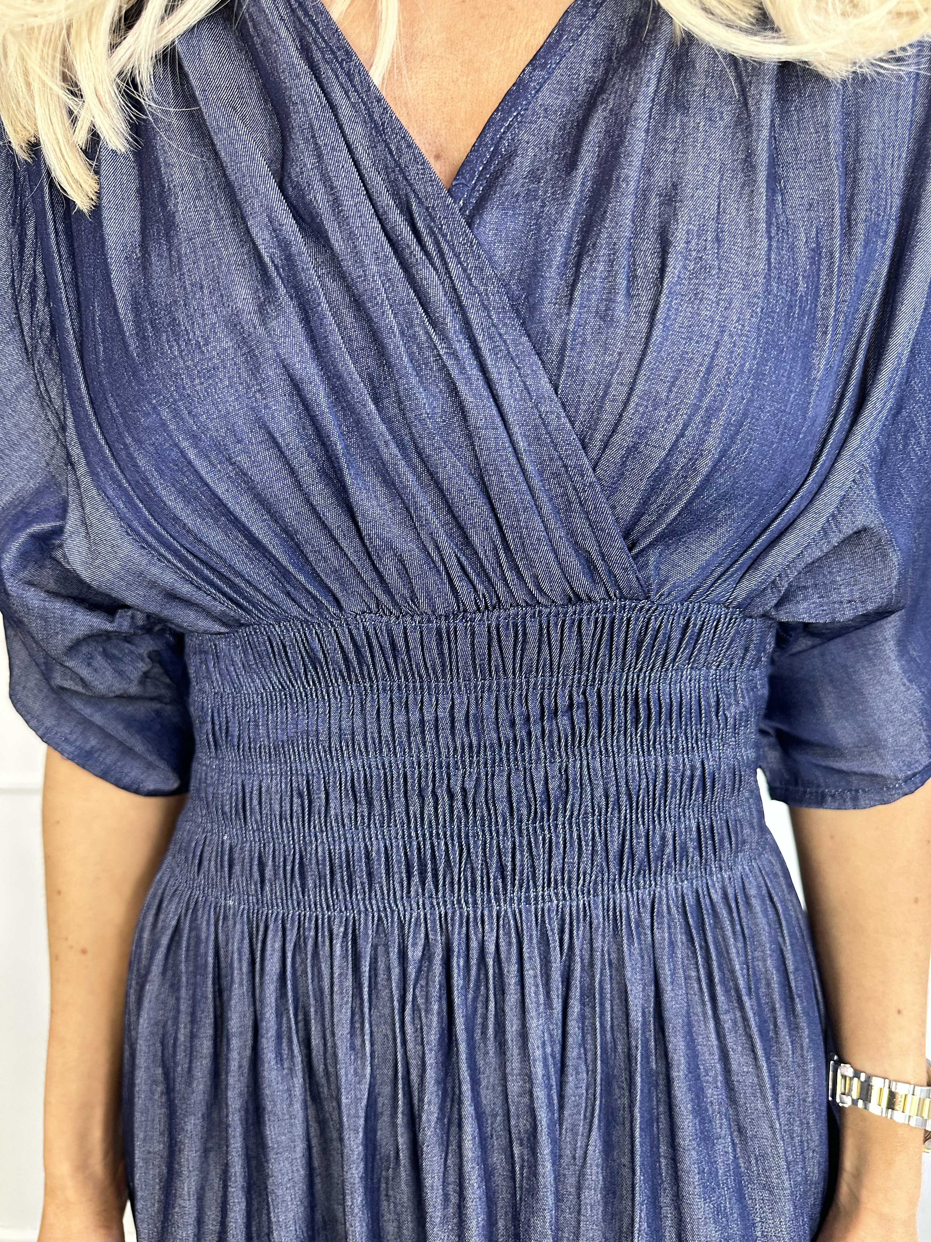 Pams Denim - Långklänning med smock under bysten